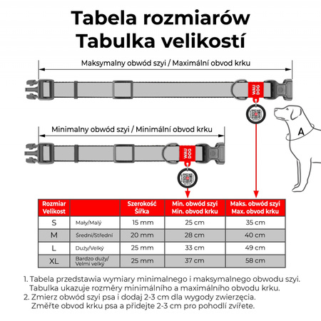 Obroża dla psa WAUDOG Nylon Recycled z paszportem QR, gradient, pomarańczowa, M (28-40 cm), szerokość 20 mm