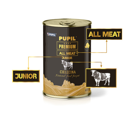 Karma mokra dla psa PUPIL Premium All Meat GOLD JUNIOR cielęcina 400 g