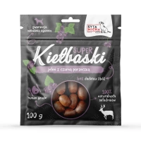 Super kiełbaski dla psa z jeleniem i czarną porzeczką 100g